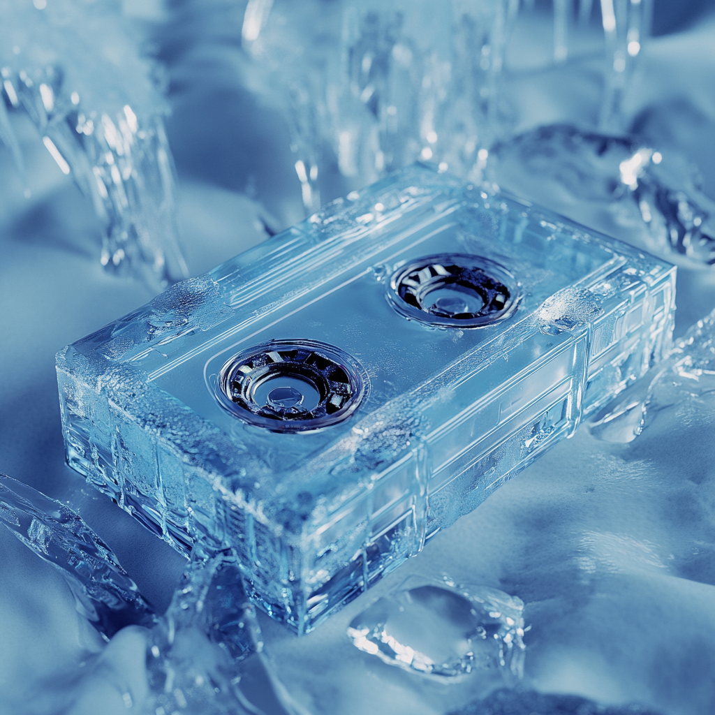 Cassette tape in frozen winter