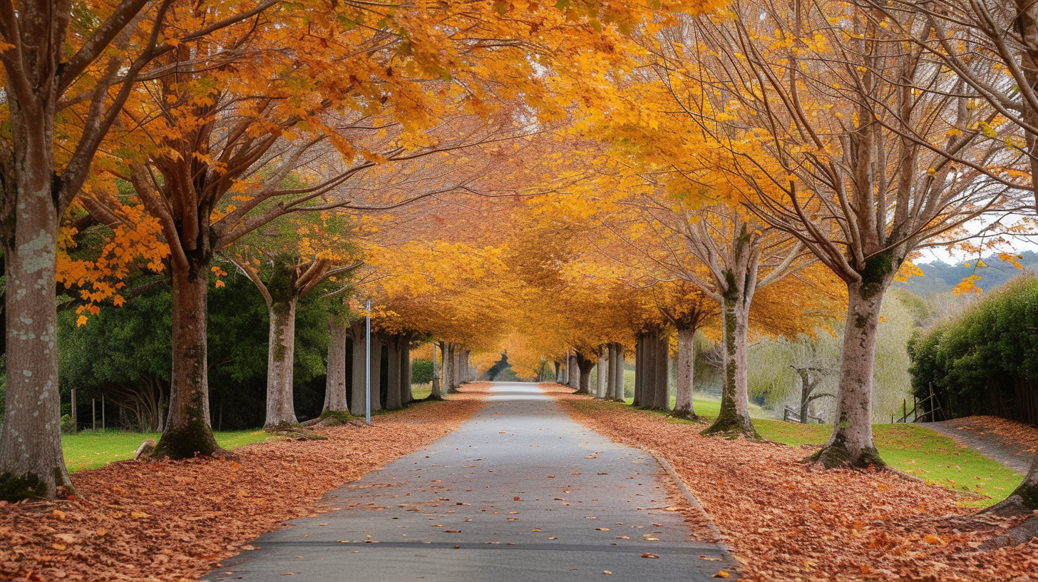 Autumn tree-lined avenue photo