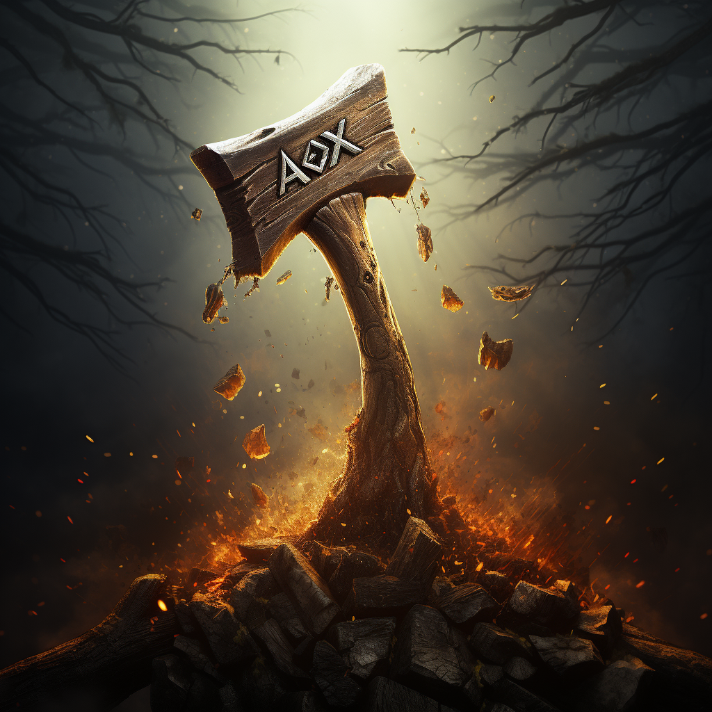 An axe in a forest