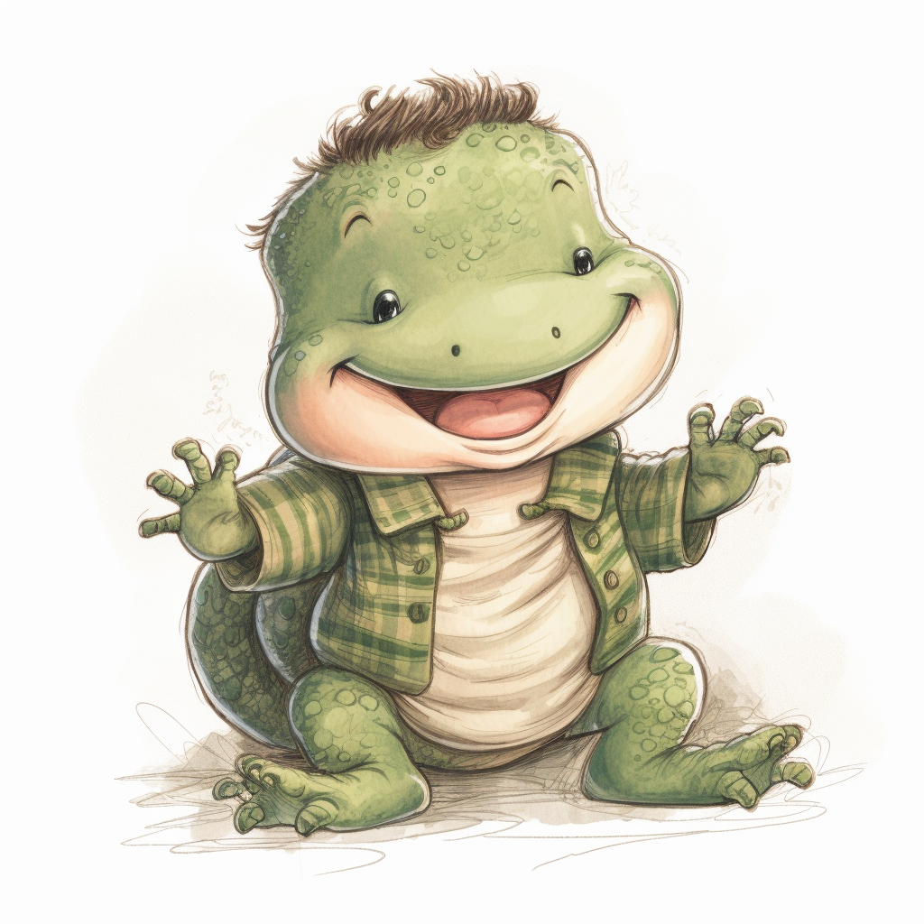 Cute baby with alligator pudgy arms