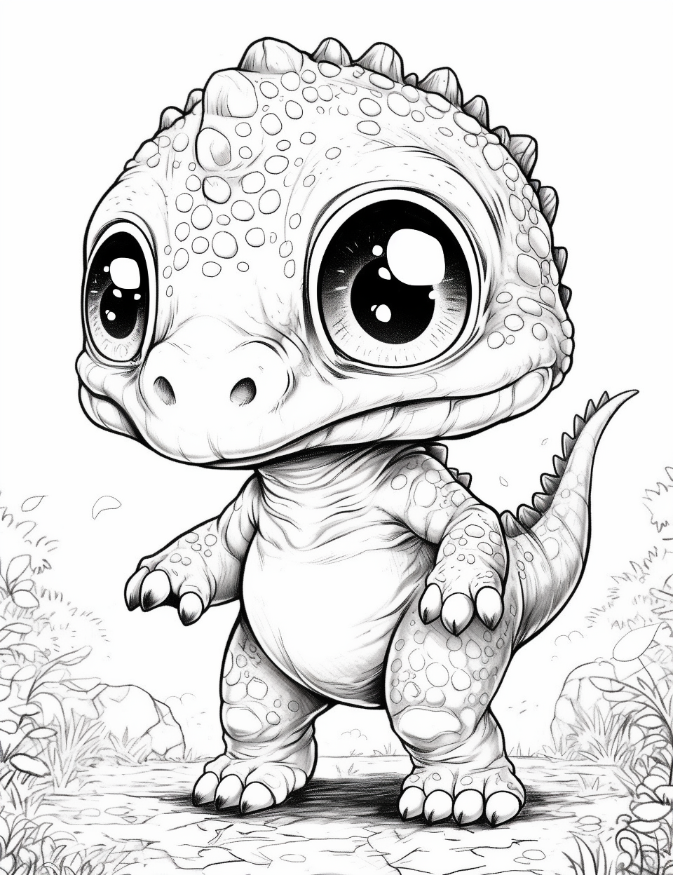 Adorable baby T-Rex dinosaur in chibi style