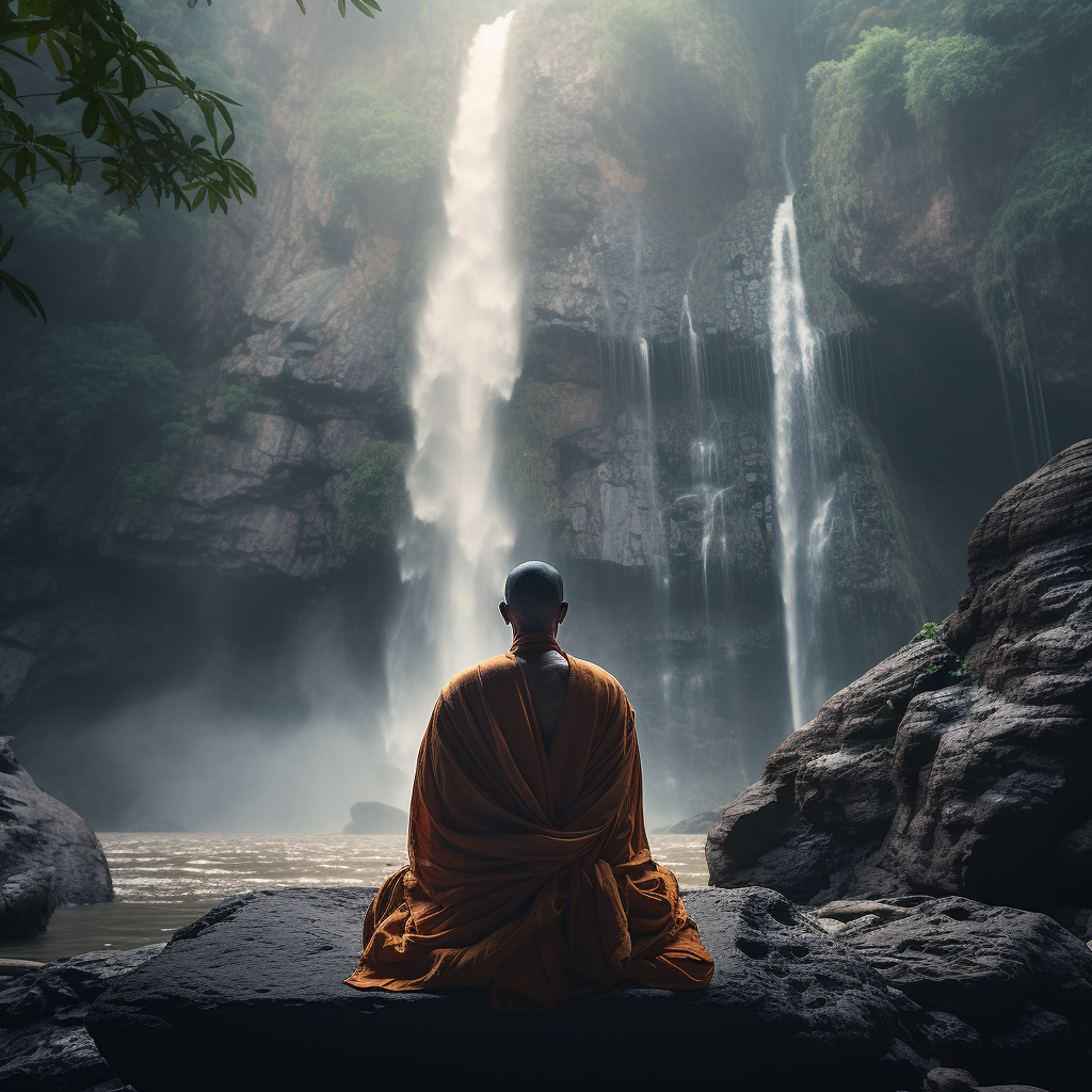 Buddhist monk meditating