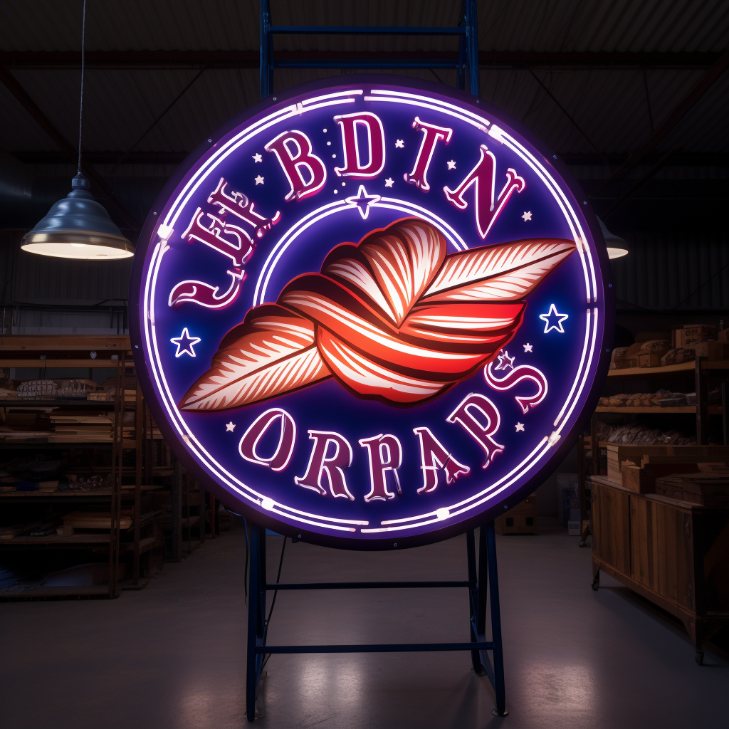 Bakery flag sign illuminated