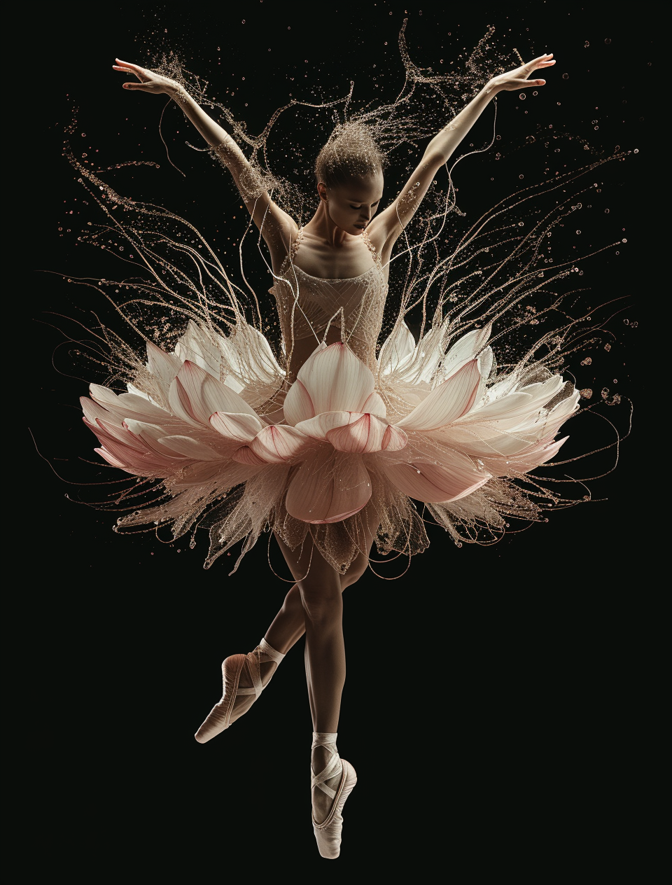 Ballerina bowing in lotus petal skirt