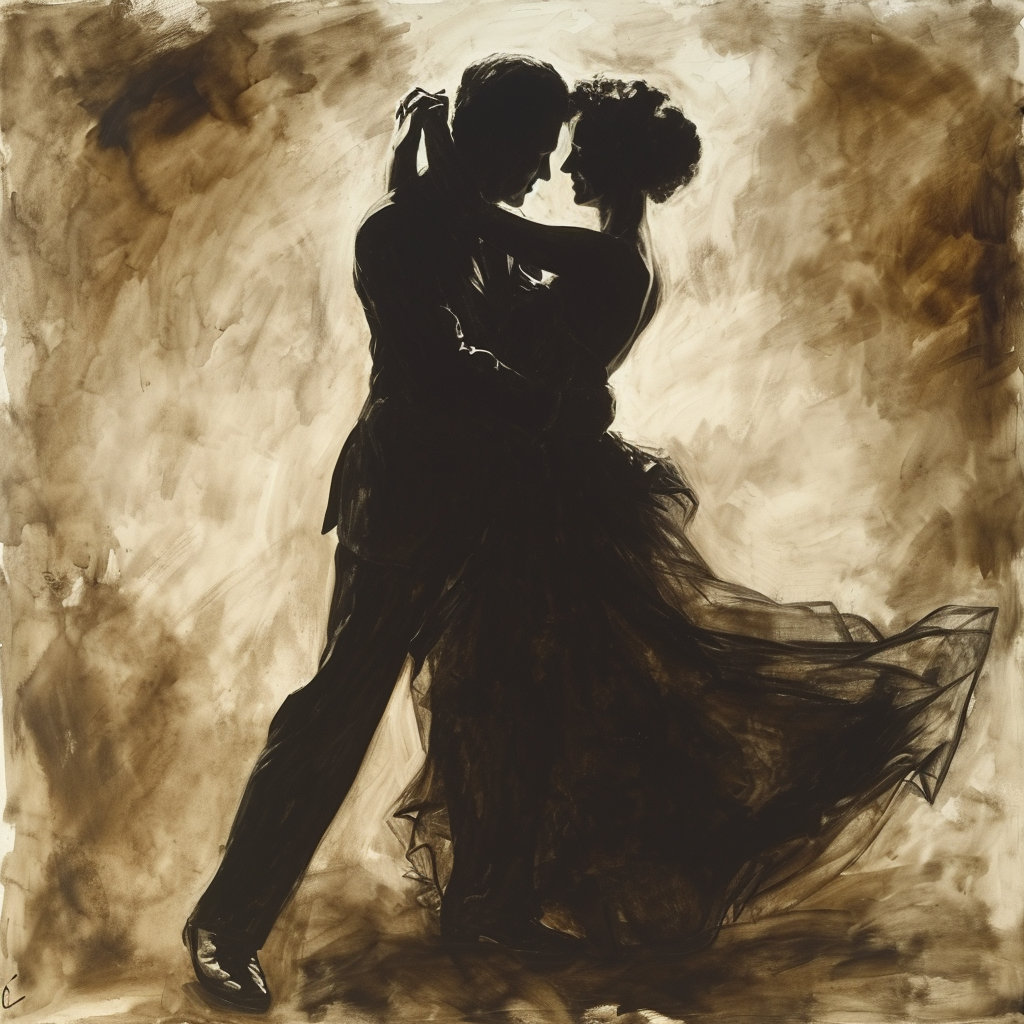 Ballroom dance couple in motion