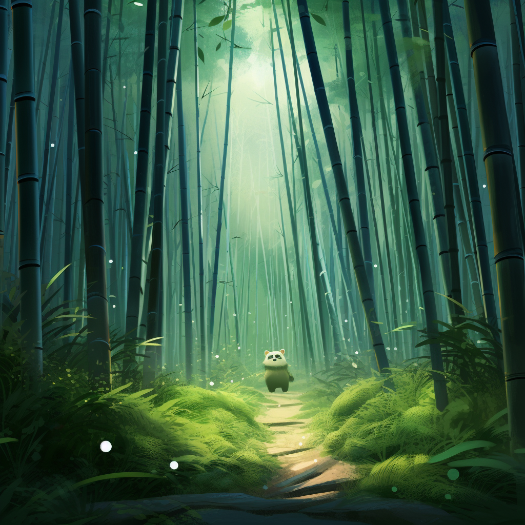 Bamboo Grove Pixar Style Cartoon Art