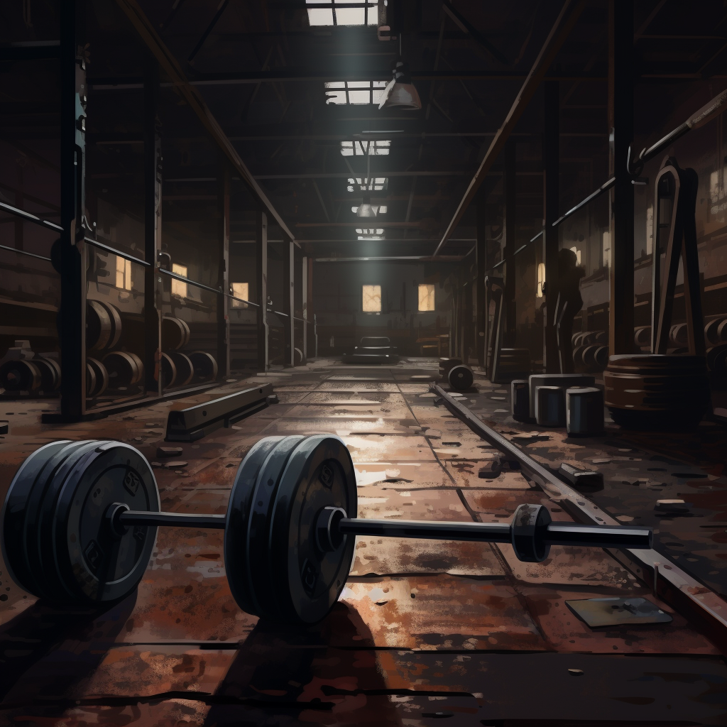 Barbells in a Dark Gym