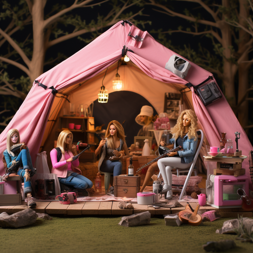 Barbie World Camping Tent with Human Hikers