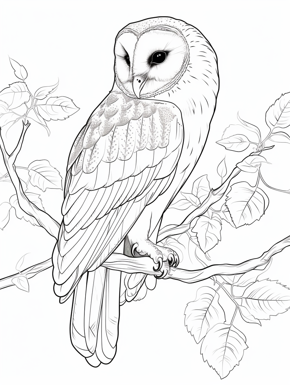 Barn Owl in Forest Coloring Page