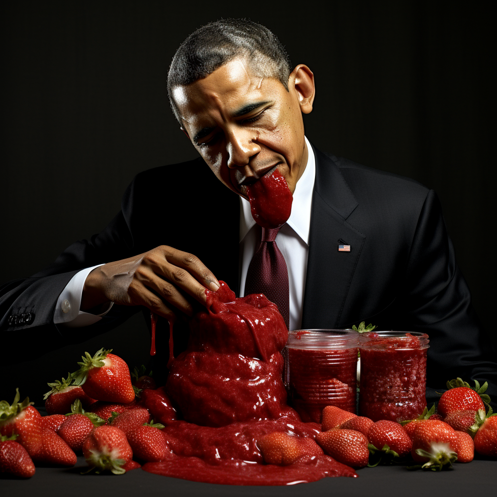 Barack Obama covered in strawberry jam