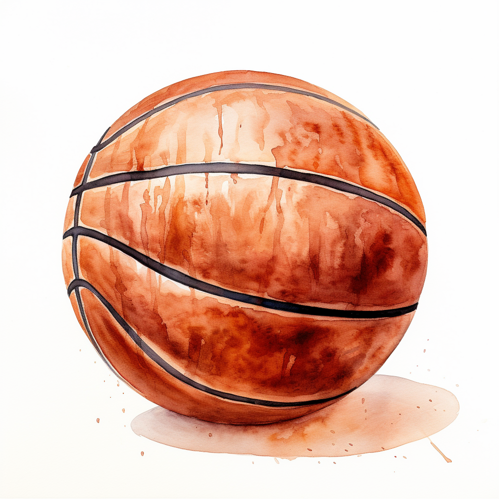 Simple basketball watercolor drawing