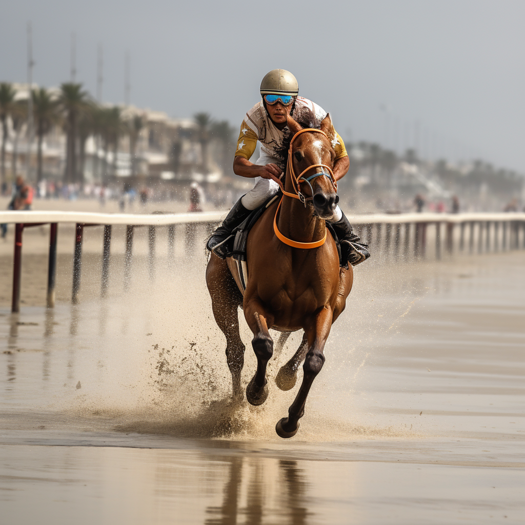 Triumphant winner at beach race