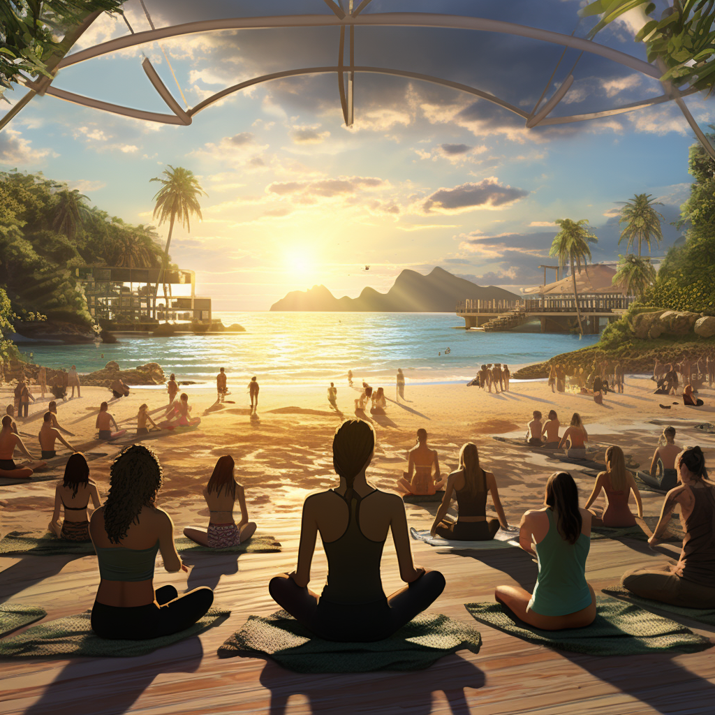 Beach People Yoga Digital Art