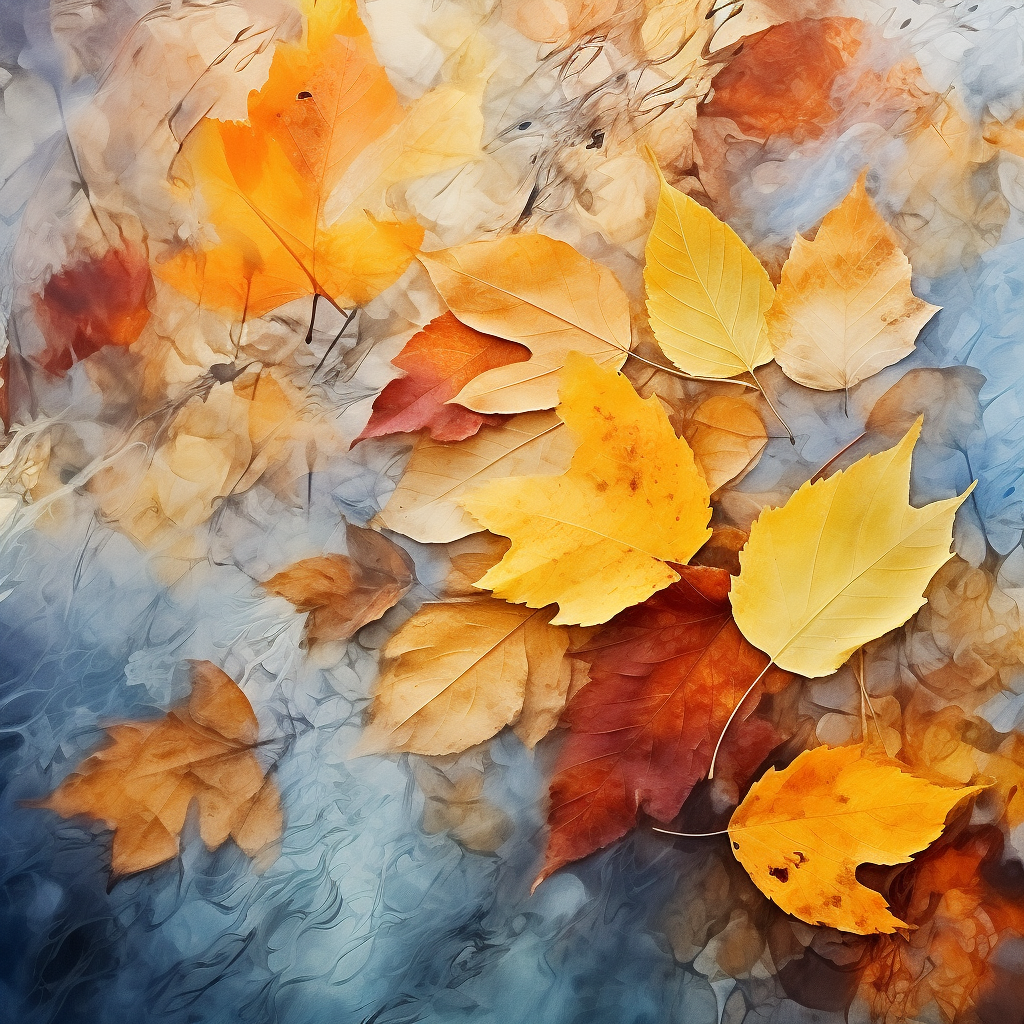 Abstract artwork of surreal fall leaves