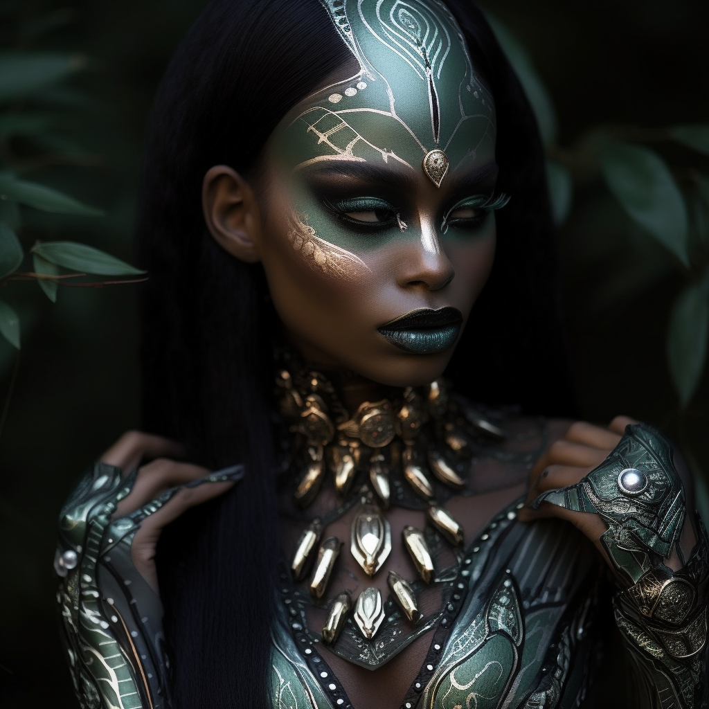 Beautiful black elf with emerald sheen