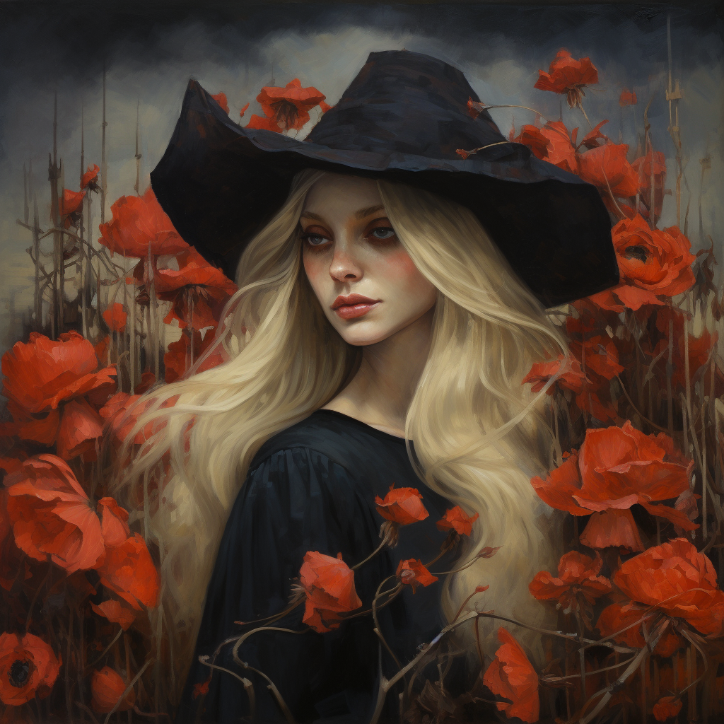 Blonde Haired Witch with Red Poppys  ??