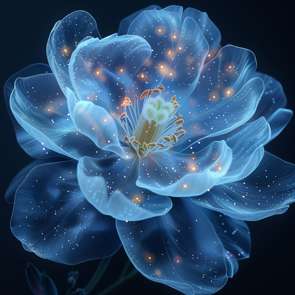 Blue Flower Vector Petals Dark Background