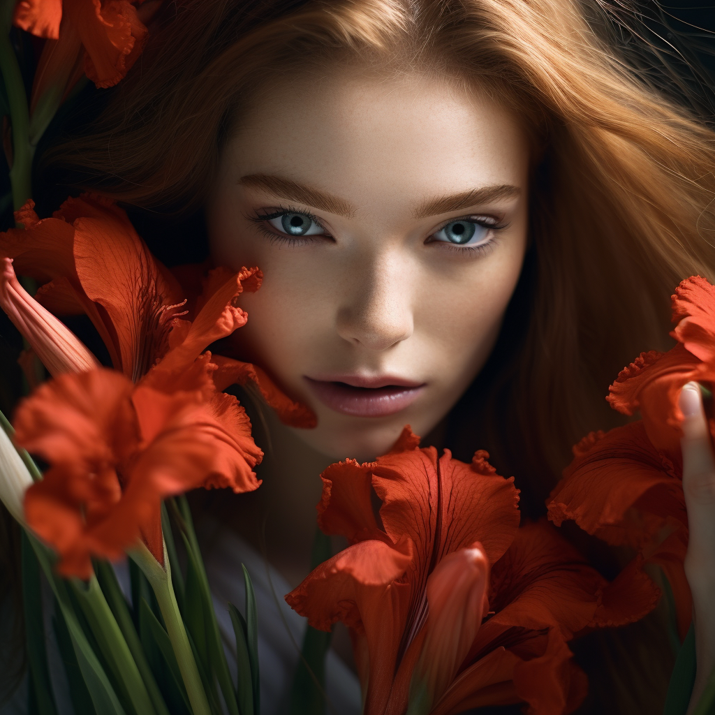 Gorgeous girl with red irises