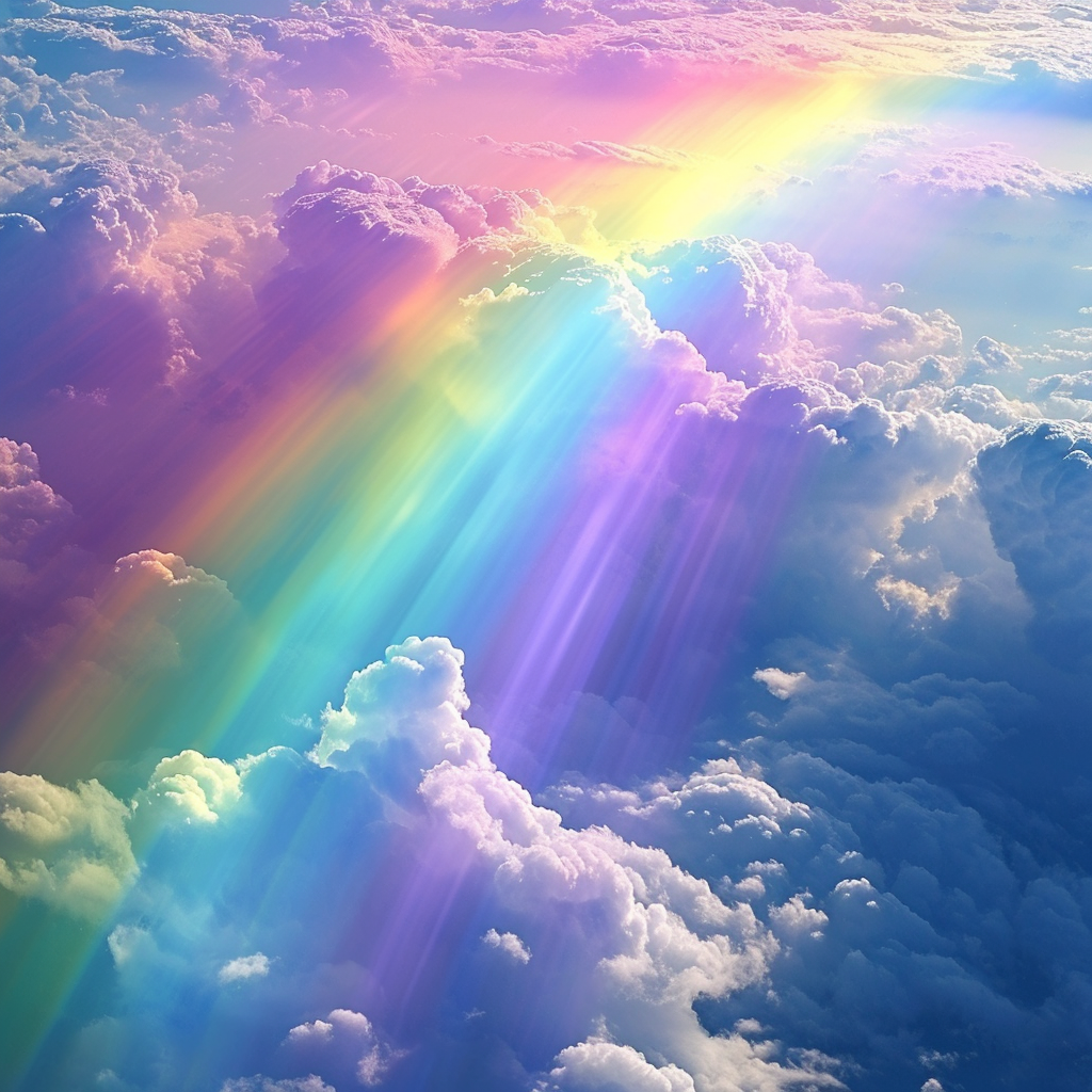 Realistic rainbow in the sky.