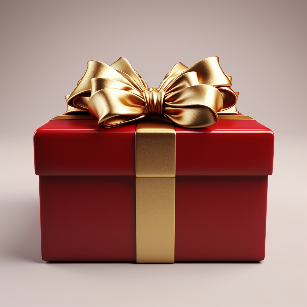 Beautiful red gift box with golden bow