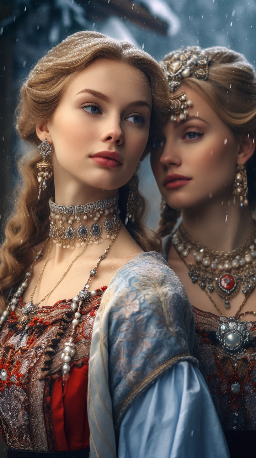 Illustration of two stunning Russian women