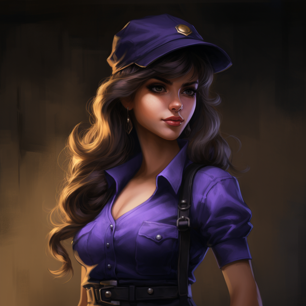 Beautiful Female Waluigi Character