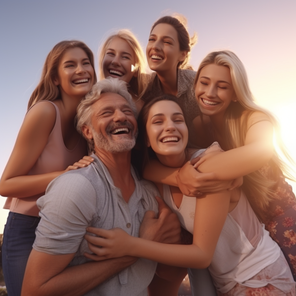 Group of happy people enjoying beautiful weather