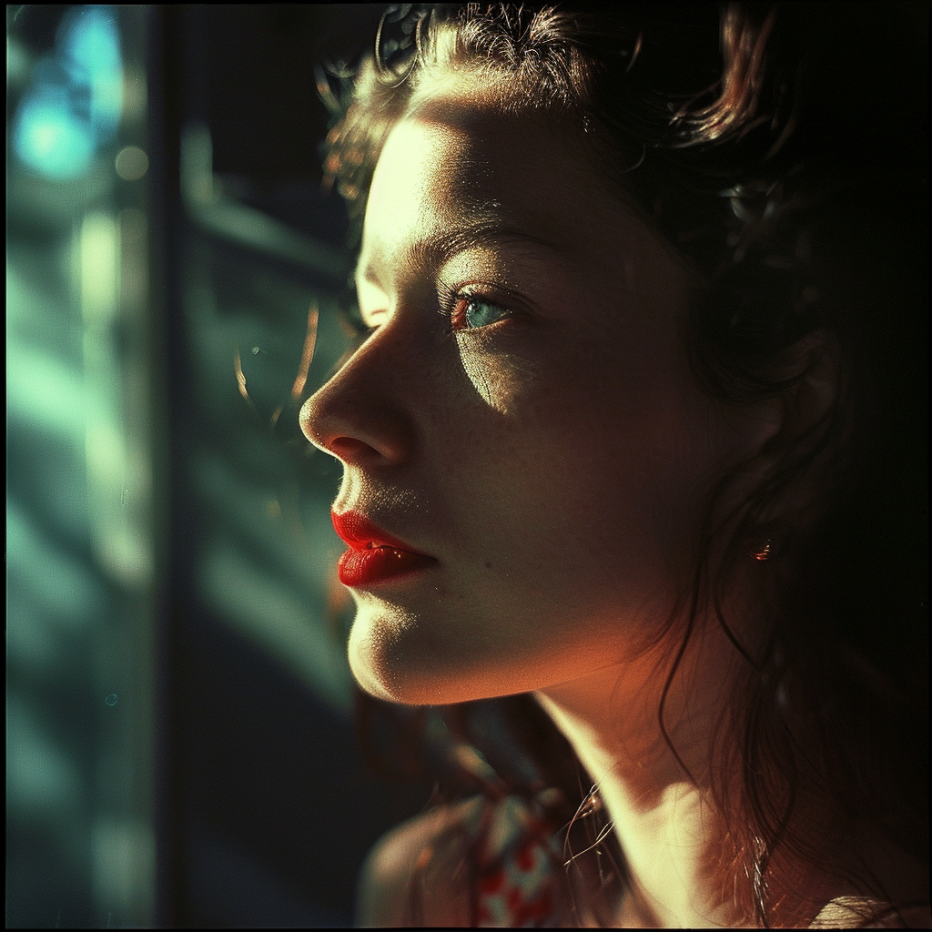 Beautiful woman posing in Ektachrome film