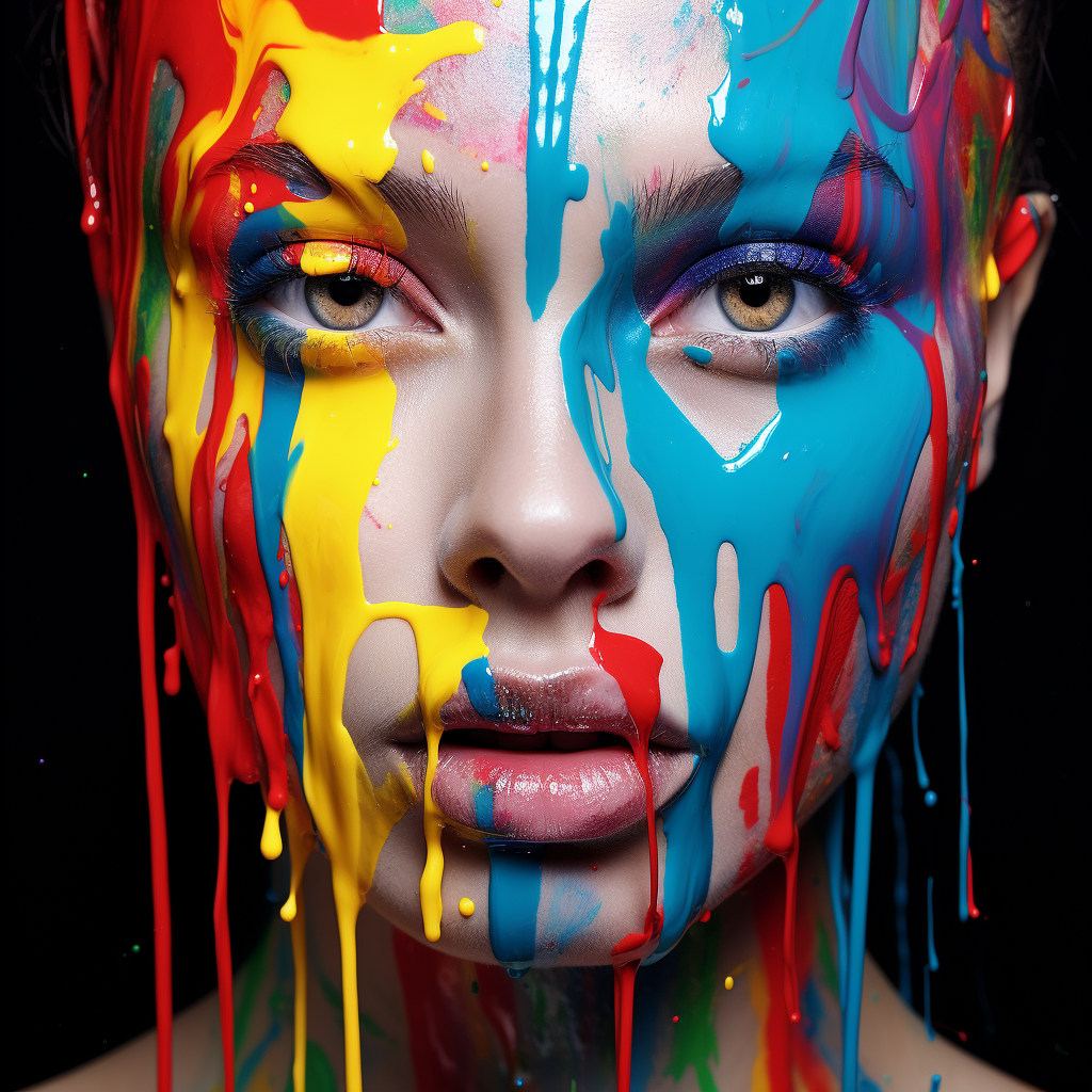 Woman with colorful paint on her face