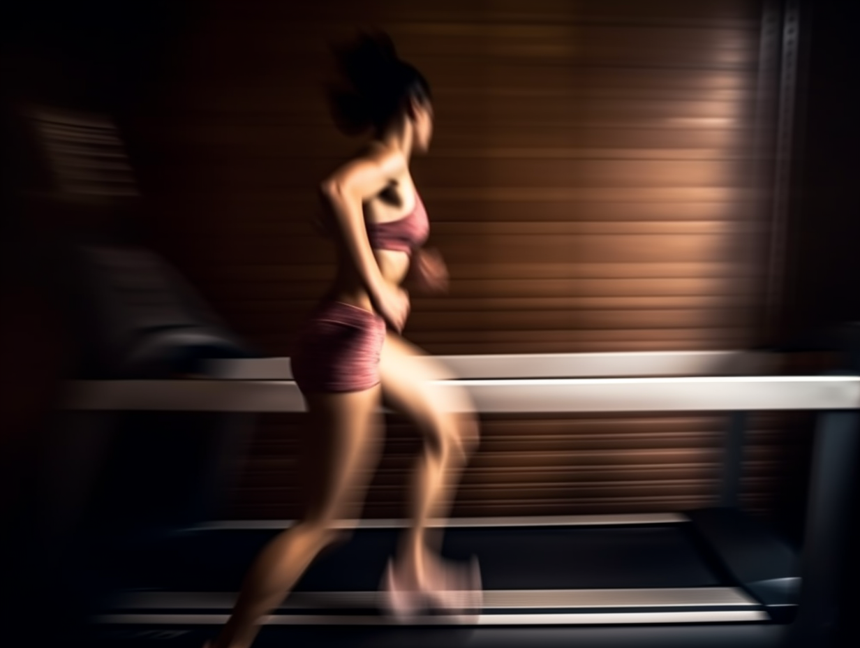 Fit and active woman running on treadmill