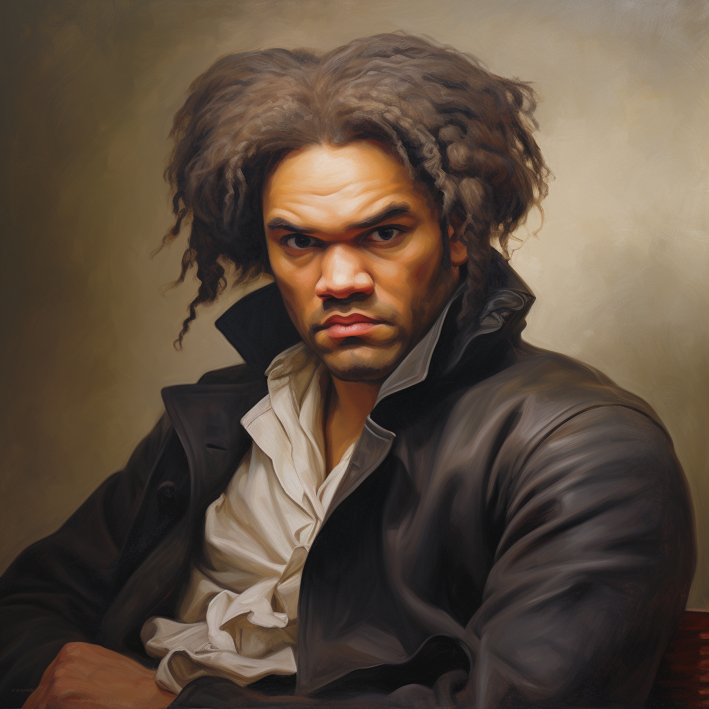 Beethoven with cornrow hairstyle