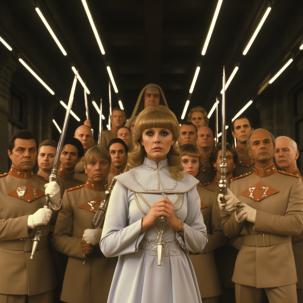 Group of People in Beige Uniform with Magic Wands