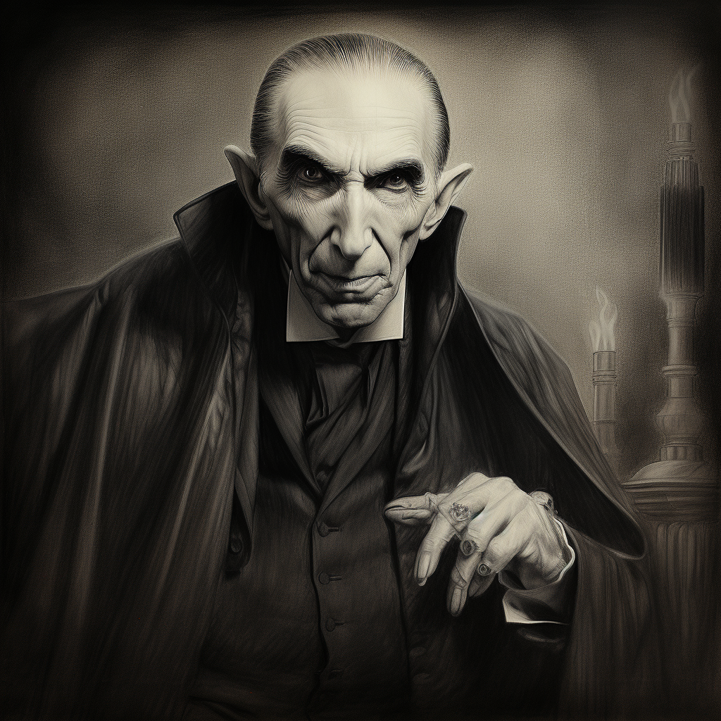 Bela Lugosi vampire nosferatu pencil drawing