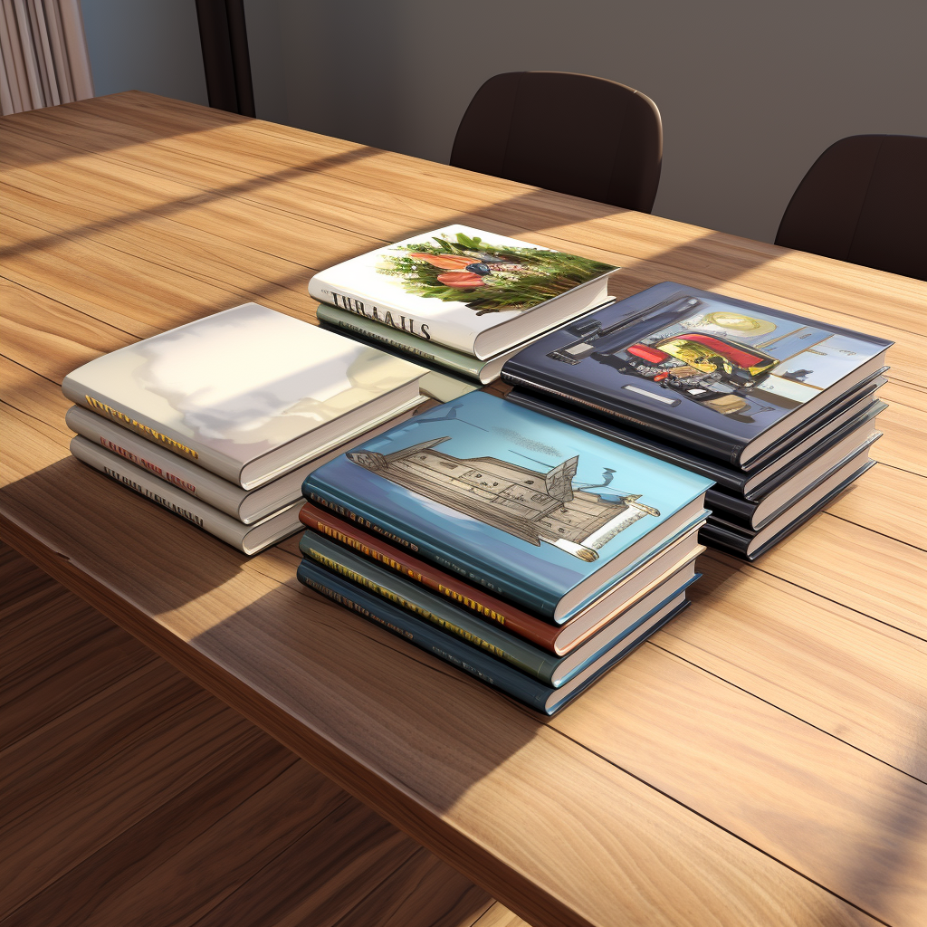 Big books on a table