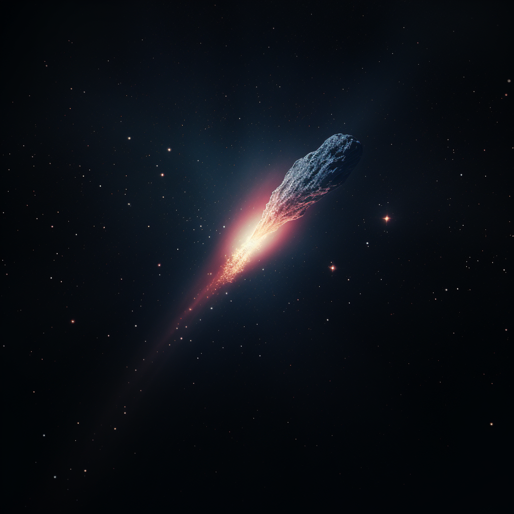 Beautiful big comet in space minimalism