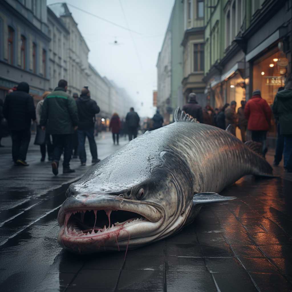 Impressive Pike Stranded on Street