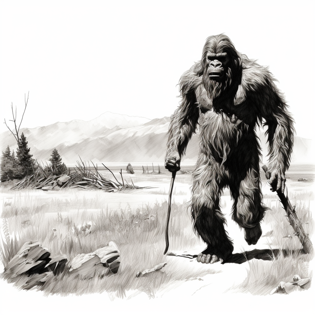 Bigfoot dragging large antler