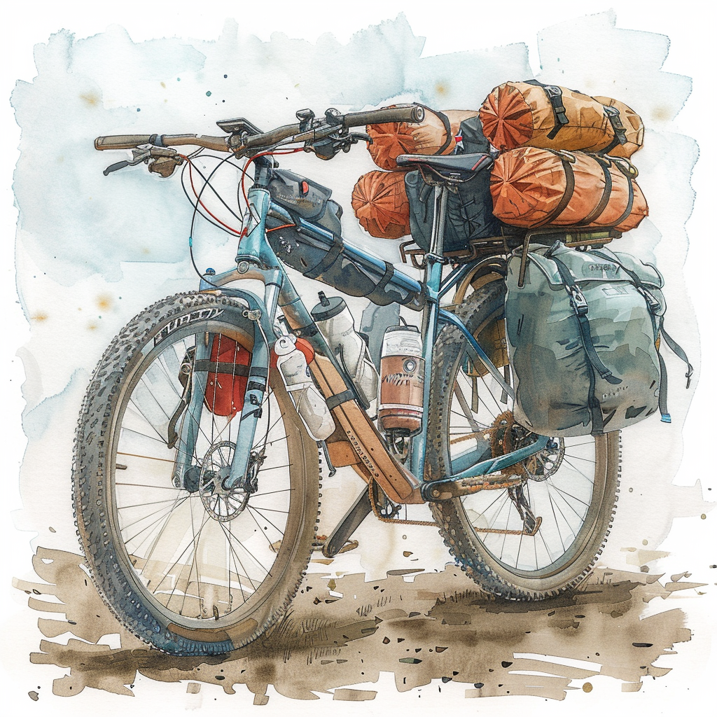 Bikepacking Rig Watercolor Illustration