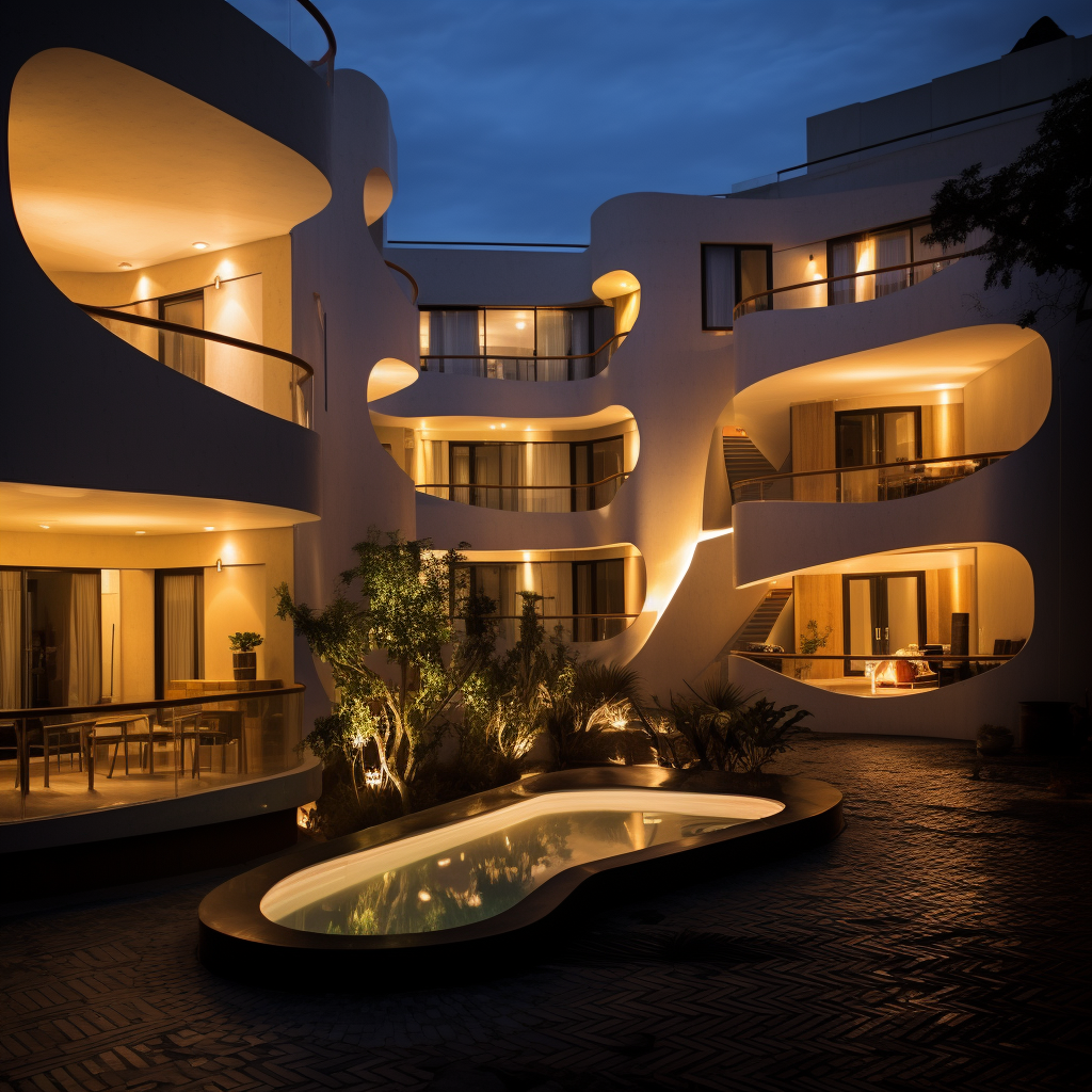 Residential Courtyard with Biomimicry Lighting