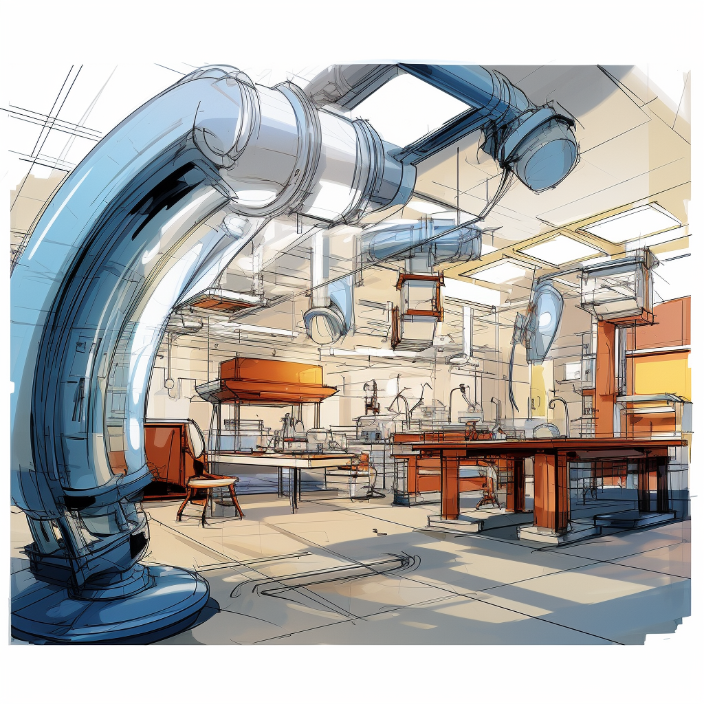 Biotech construction equipment lab sketch