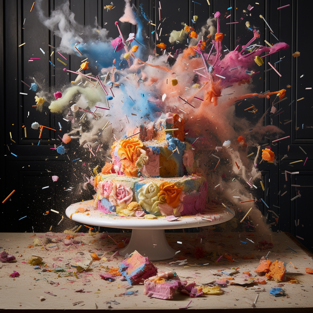 Colorful birthday cake explosion