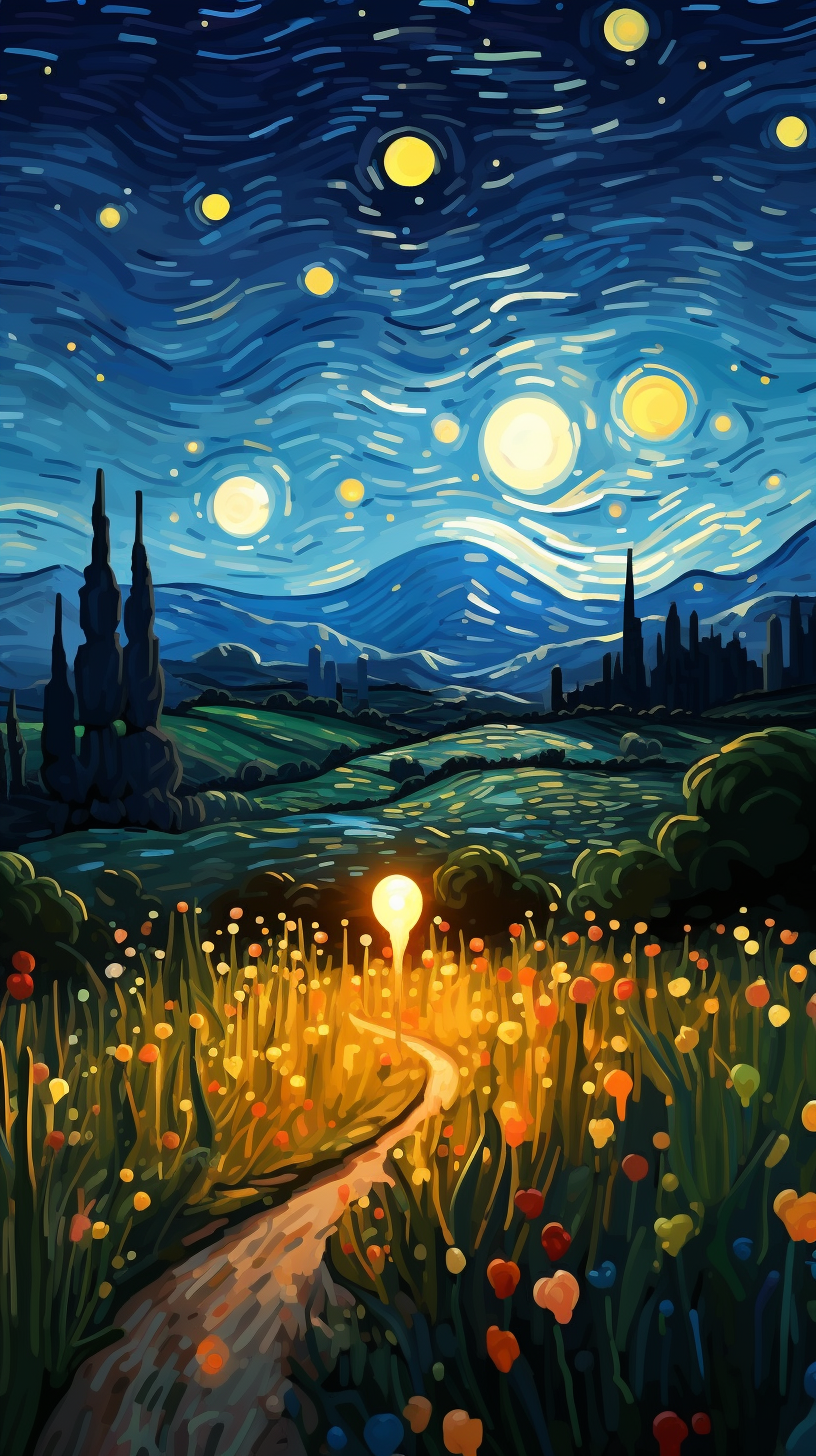 Van Gogh style birthday scenery animation