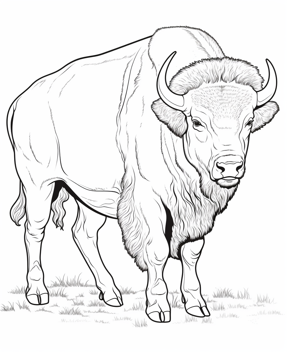 Cartoon Bison Coloring Page