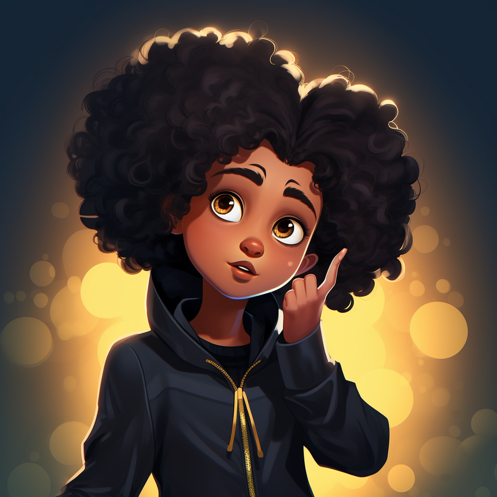 Black anime character with a fro shrugging