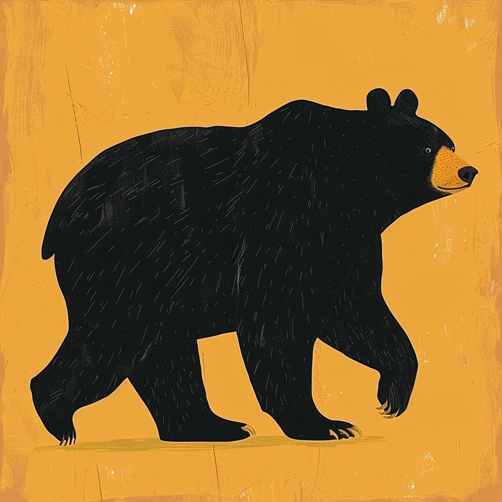 black bear walking illustration