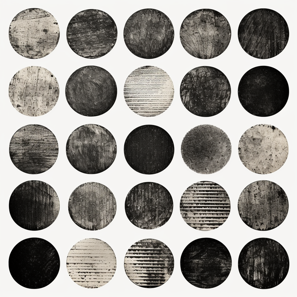 Black circles on rough paper texture