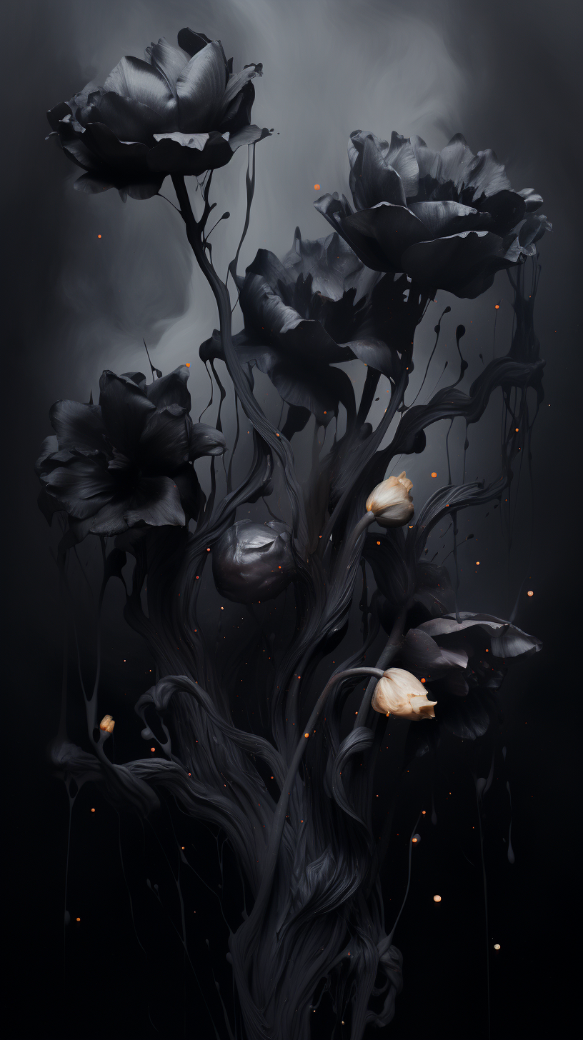 Black flowers no space between