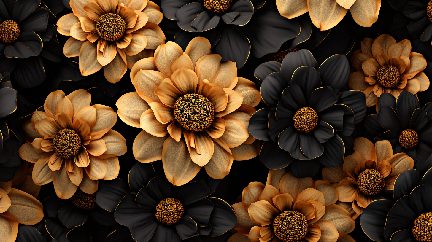 Black and Gold Flowers in Full Bloom