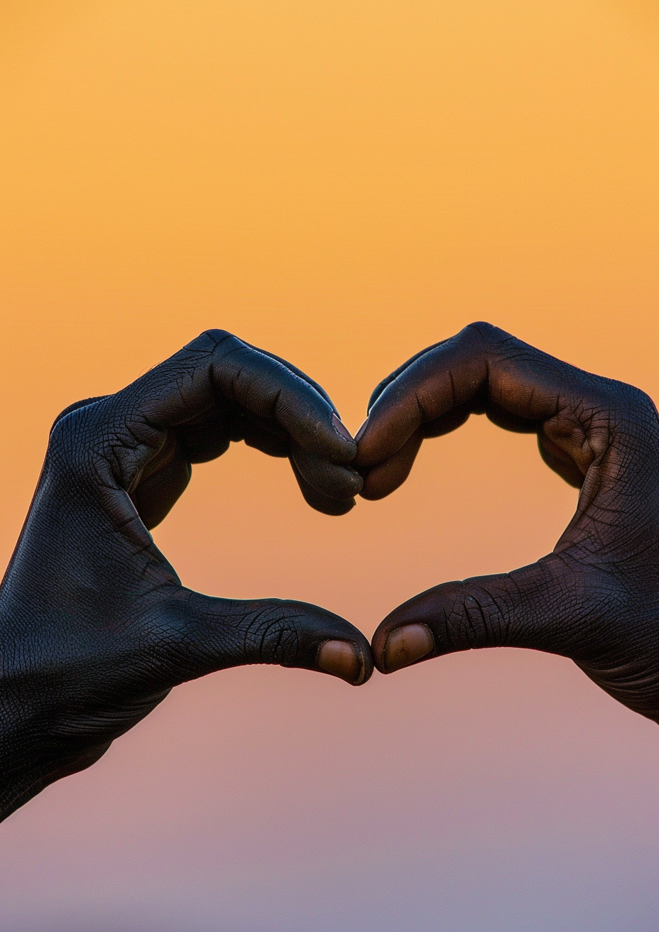 Black Couple Heart Shape Hands