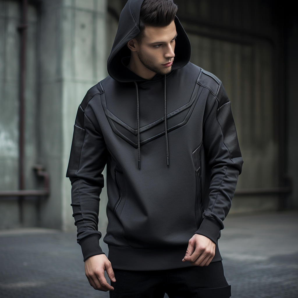 Minimalistic black hoodie with stylish details